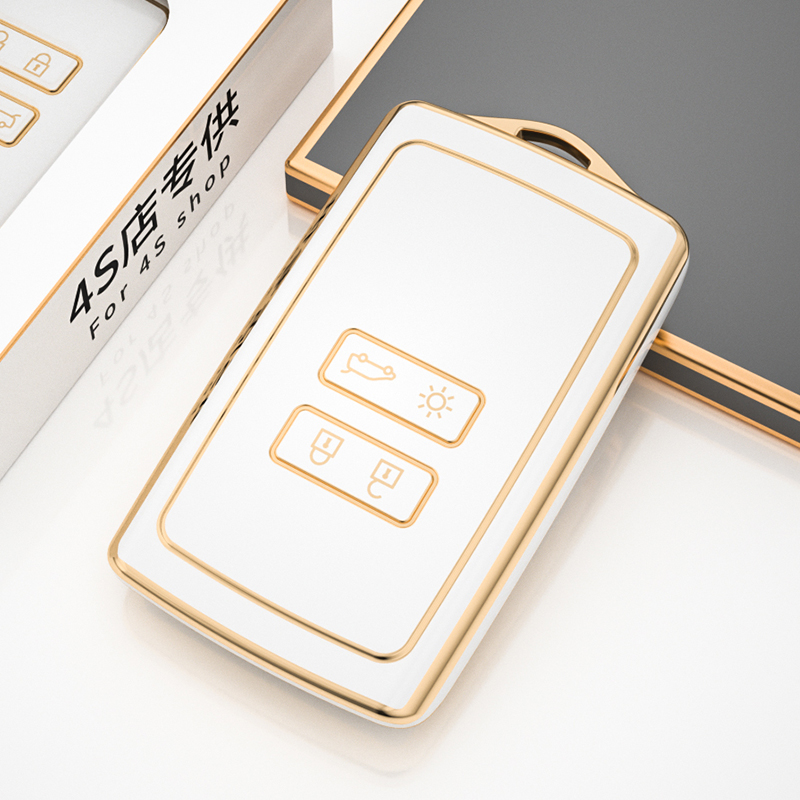 Funda de TPU para llave de coche, cubierta completa, accesorios de 4 botones, para Renault, Koleos, Kadjar, Megane, Talisman, Captur, Espace, Clio, , novedad: White