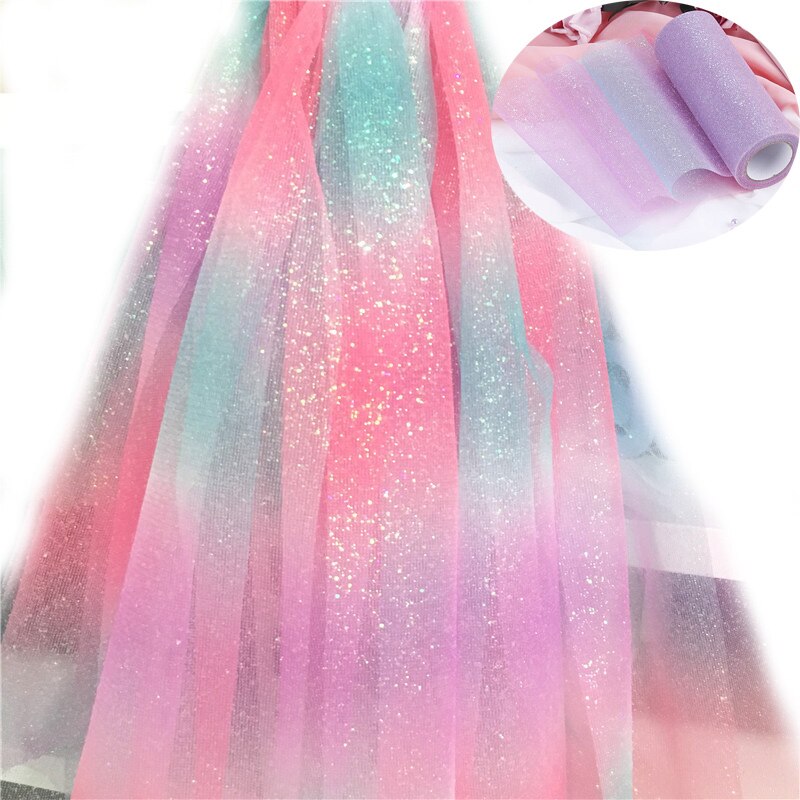 6 tommer glitter regnbue tulle rulle krystal paillet organza diy håndværk tutu nederdel til bryllupsfest indretning: Flåde