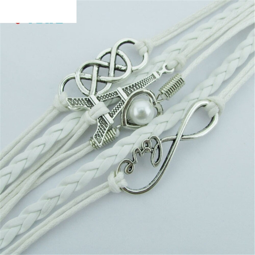 OTOKY 1pc Infinity LOVE Heart Eiffel Tower Friendship Leather Charm Bracelet For Mar28