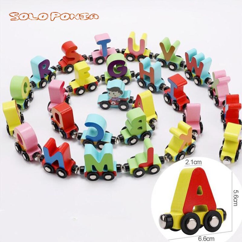 Brief Trein Houten Alfabet Railway Abc Alfabet Trein Preschool Kids Peuter Educatief Speelgoed: letter 27 pcs