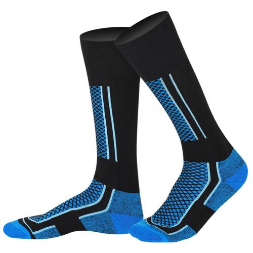 Invierno hombres mujeres deportes al aire libre Snowboard algodón térmico calcetines largos de esquí: Blue Black