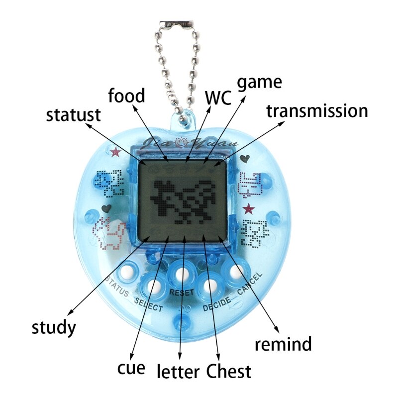 Máquina de juego electrónica para mascotas, con forma de corazón, LCD Virtual, con llavero