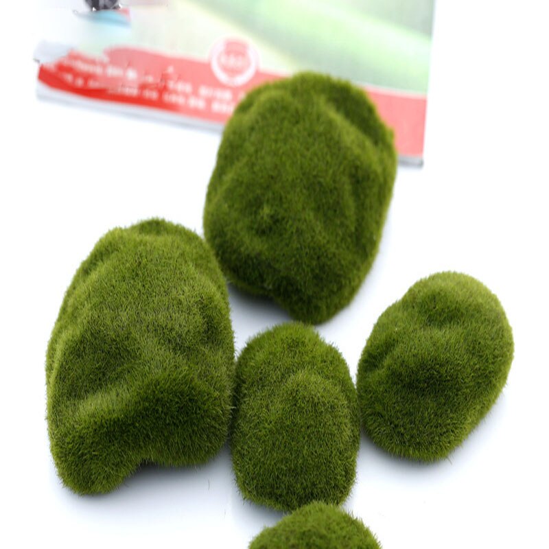 Tailles de roches mousses artificielles | Pierres artificielles décoratives en fausse mousse verte recouverte: 8CM