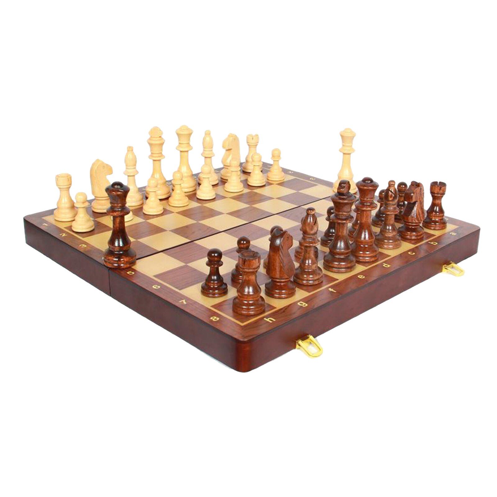 Juego de ajedrez tallado de madera, tablero de madera plegable, 18 "XL, hecho a mano