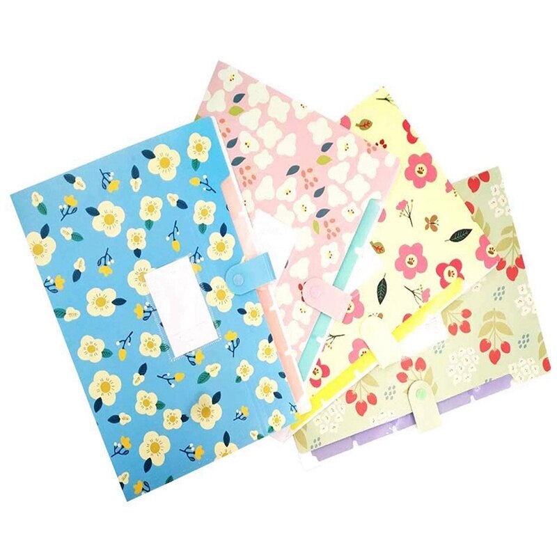 4PCS Expanding File Folder Expandable Filing Organizer 8 Pockets Accordion Document Folder Expanding Letter Organizer