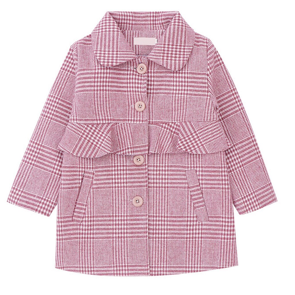 Winter kindermeisjes lange mouw jas geruite omslagkraag casual kinderjas bovenkleding kleding jassen voor meisjes