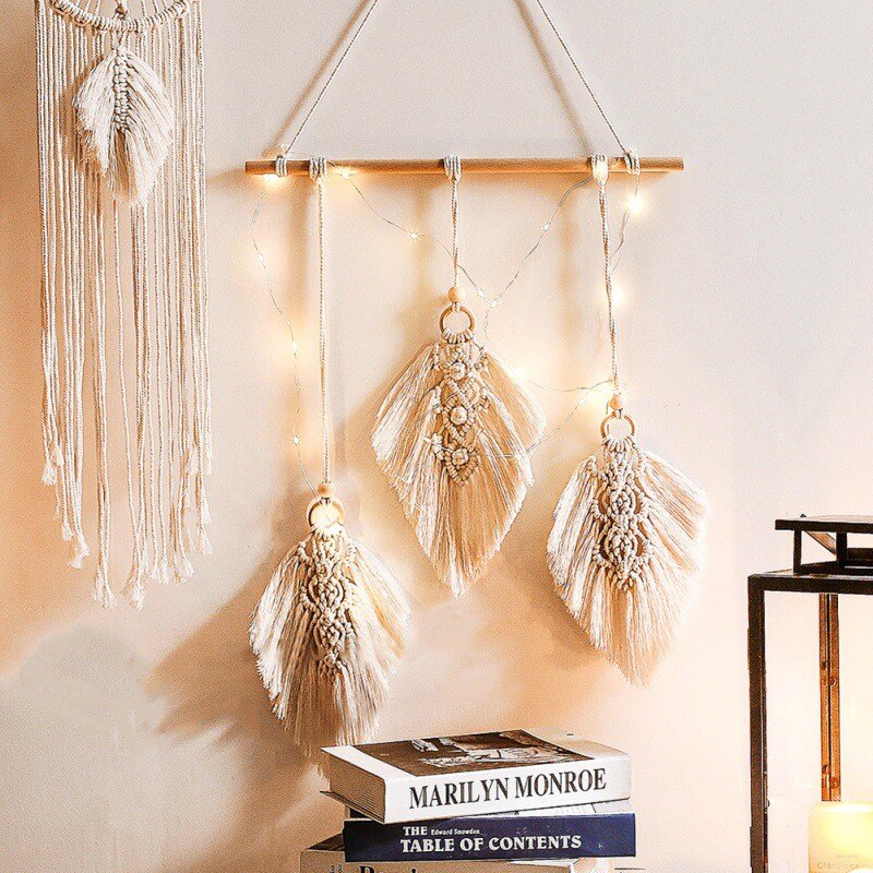 Bohemian Chic Macrame Muur Opknoping Wandtapijten Mandala Dreamcatcher Muur Decor Boho Geweven Gebreide Wandtapijten Home Decoratie