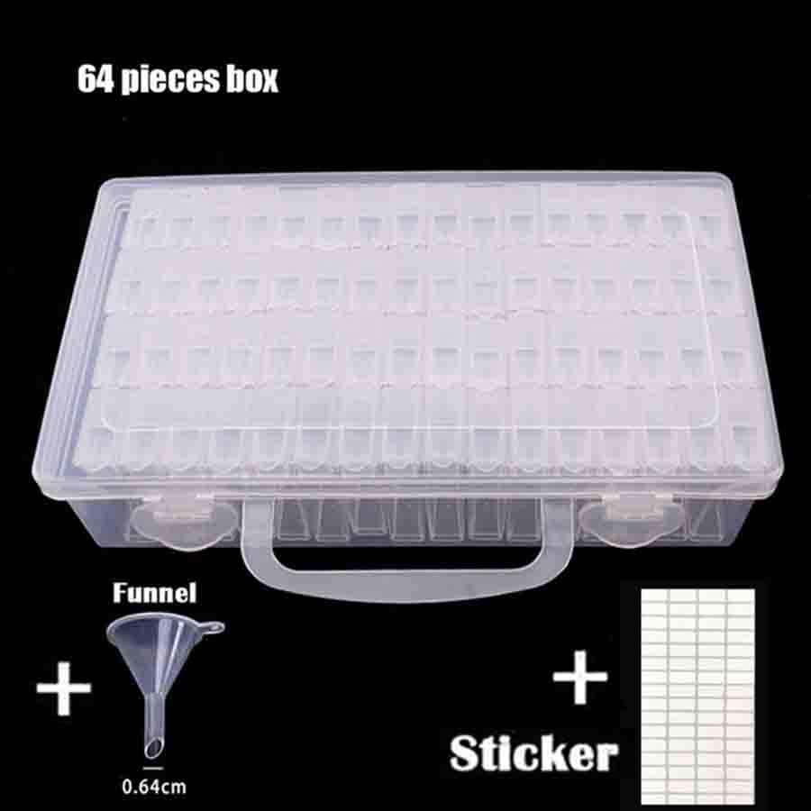 28/56/64 Grids Diamond Painting Storage Box Tool Accessories Bead Container Rhinestone Diamond Embroidery Stone Organizer: 1pc 64 white