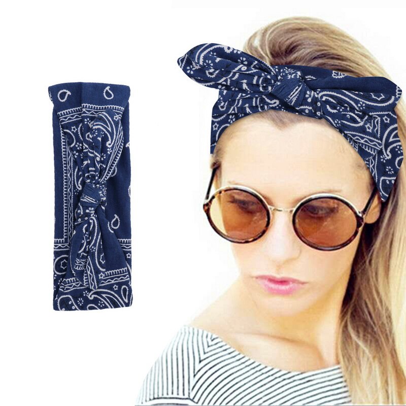 Frauen Kaninchen Ohr Stirnband Vintage Kreuz Knoten Bogen Haarband Kopf Bands Elastische Damen Mädchen Turban Haar Zubehör Haarband