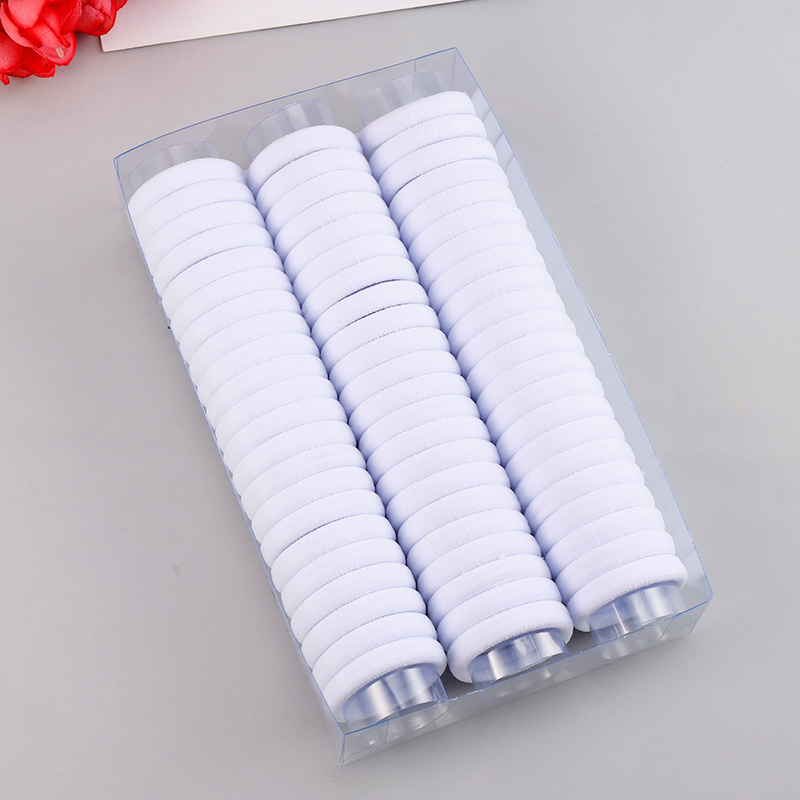 66 st/lot 3cm färgglada nylonringar flickor knasiga hårband haar håraccessoarer barn gummiband elastiska pannband: Vit