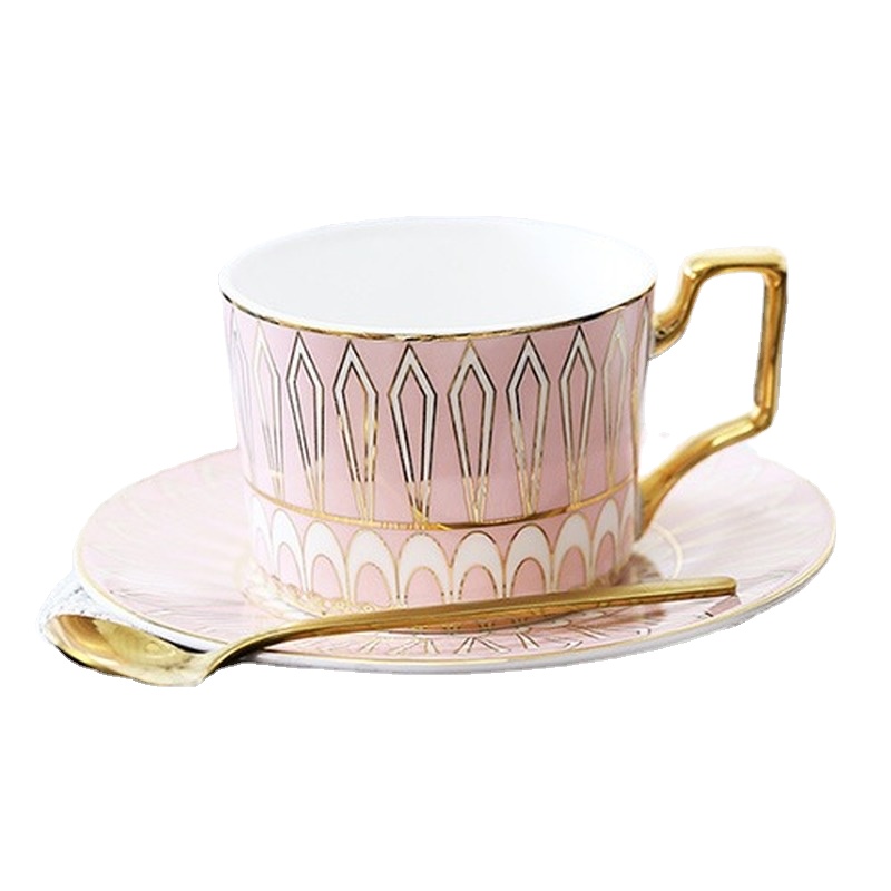 Porseleinen Kop En Schotel Bone China Koffie Set "C" Top Grade Schets In Goud Thee kop En Schotel Set