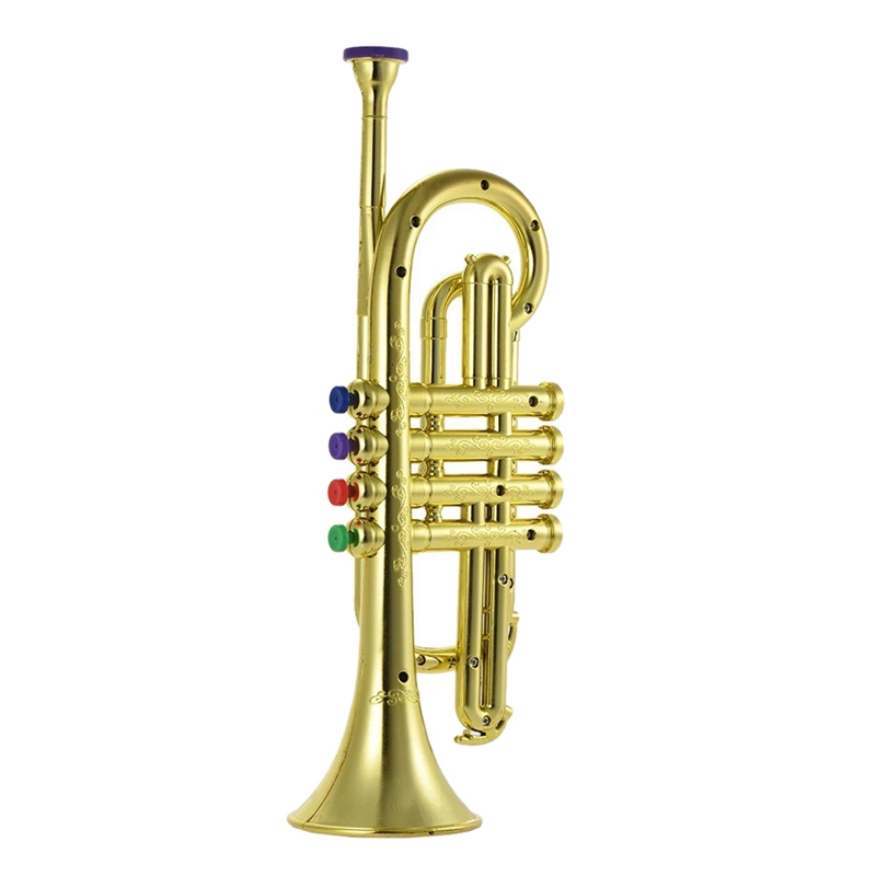 Trompet Hoorn Met 4x Sleutels Educatief Developmental Gouden Muzikaal Speelgoed Voor Kinderen: Default Title