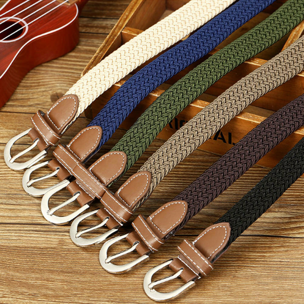 Canvas elastische geweven leren gesp tailleband stretch tailleband 1pc beige zwart blauw koffie kaki groen