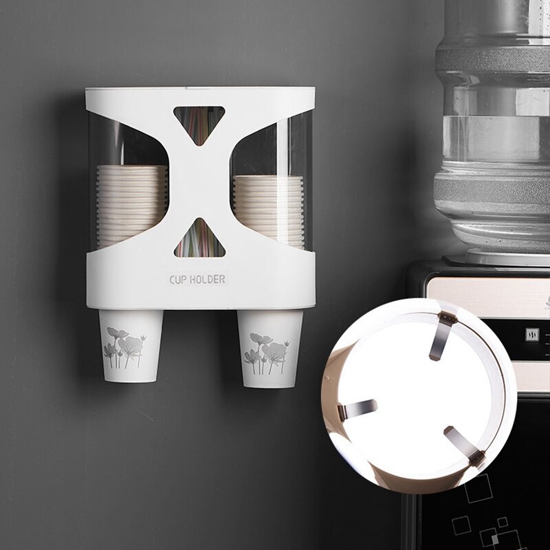 Shgo -vægmontering engangspapirkop kaffekopdispenser kopholder sugerørholder automatisk kopoptager til hjemmet
