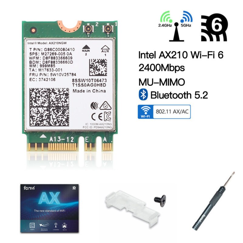 Wifi 6 Intel AX210 2400Mbps M.2 Ngff Wifi Kaart Bluetooth 5.2 Wifi 6E 2.4Ghz/5G 802.11ax wireless Network Adapter Voor Windows10: AX210NGW box