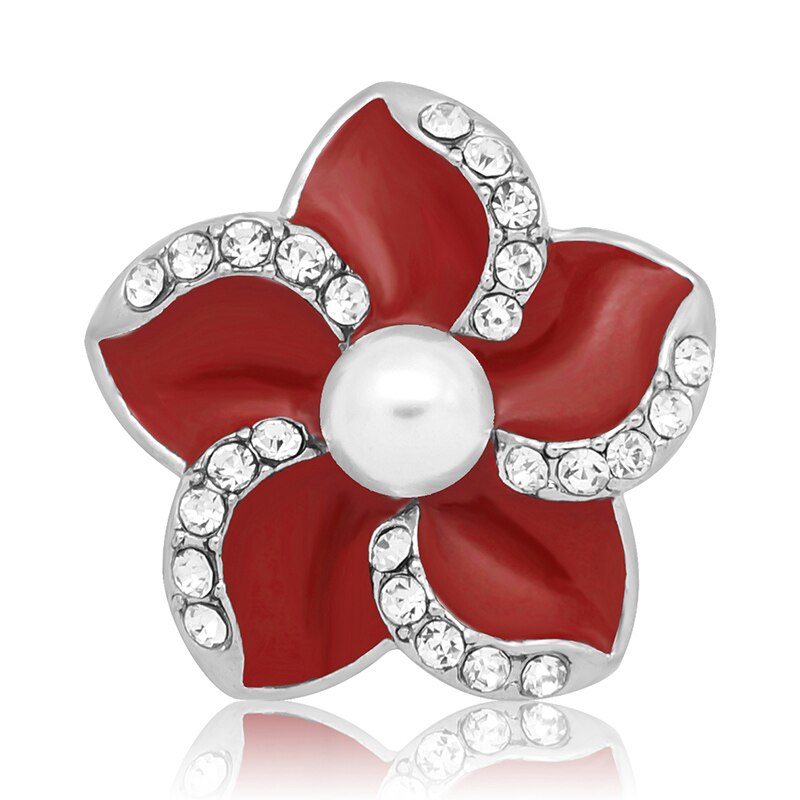 KZ1377 Beauty Crystal Kleurrijke Parel Bloemen 25Mm Snap Knoppen Fit Snap Sieraden: red