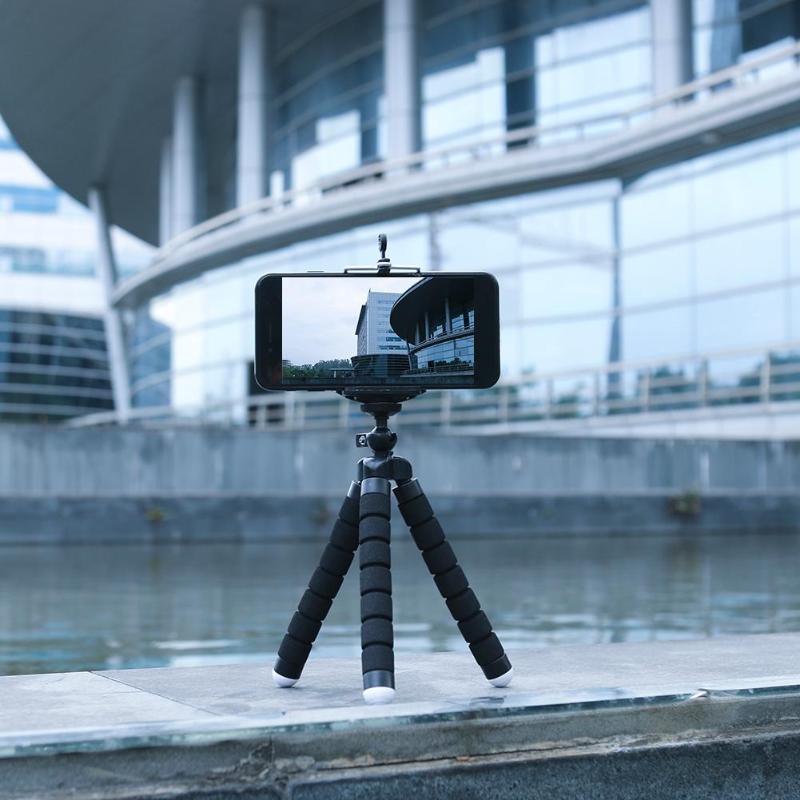 Fleksibel blæksprutte telefon kamera holder stativ beslag 360 roterende stativ u clip mount monopod rejse mobil kamera selfie støtte