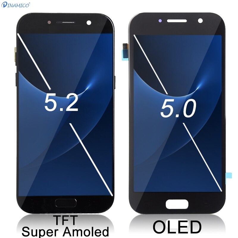 Dinamico A520 Display Voor Samsung Galaxy A5 Lcd A520F Display Touch Screen Digitizer Panel Assembly Met Frame