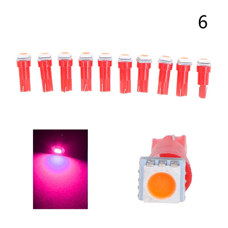 Bombillas de luz LED para salpicadero de coche, lámpara de calibre de 12V CC, T5 5050, 10 piezas: A6