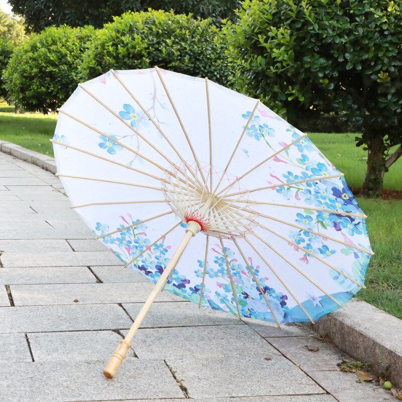 Paraguas de seda Retro para mujer, sombrilla de estilo chino de papel de aceite, de baile antiguo, paraguas decorativo artesanal, paraguas de mango de madera