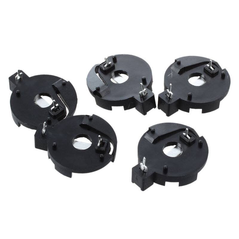 CR2016 2025 2032 Coin Cell Button Battery Holder Socket Black 5 Pcs: Default Title