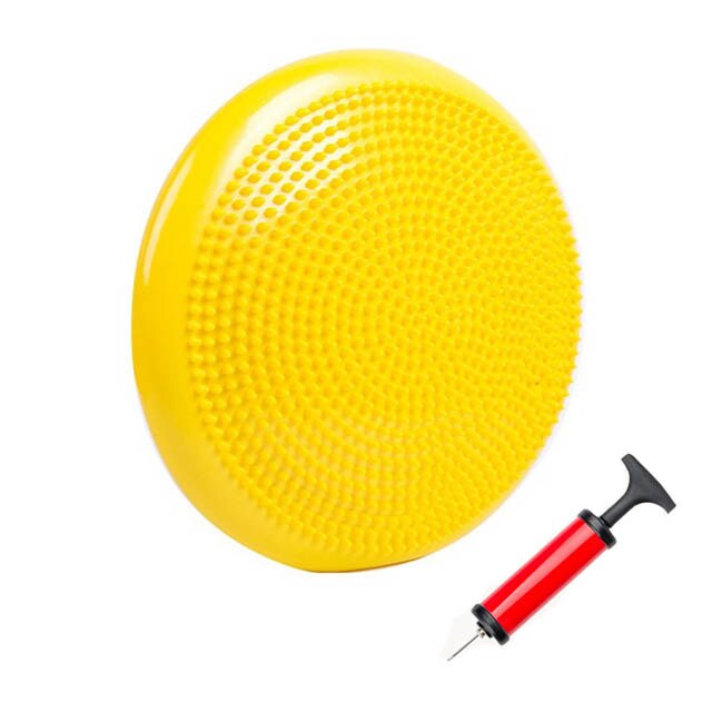 PVC Inflatable Yoga Ball Cushion Balance Pad Massage Fitness Balls Practice Feet Universal Durable Pilates Equipment With Pump: Yellow