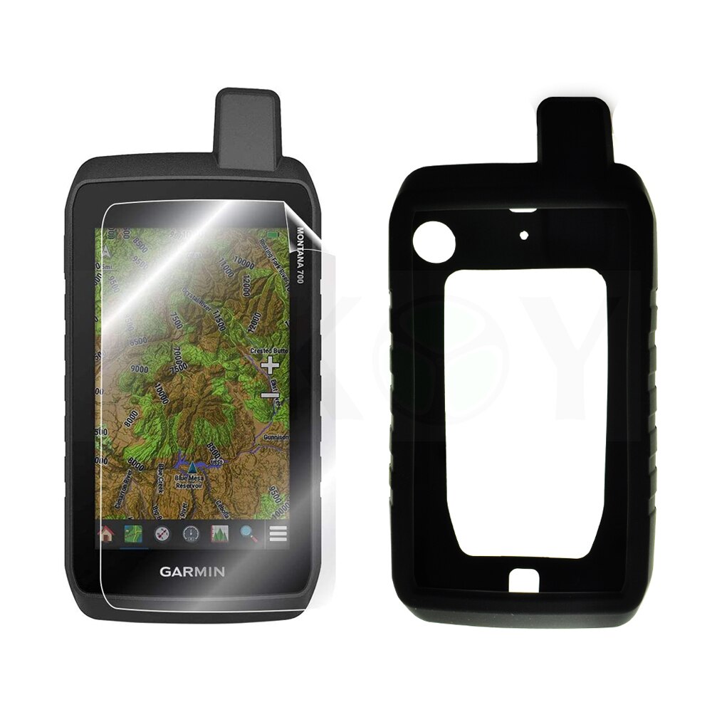 Silizium Schützen fallen Haut + Bildschirm Schutz Schild Film für Wandern Handheld GPS Garmin Montana 700