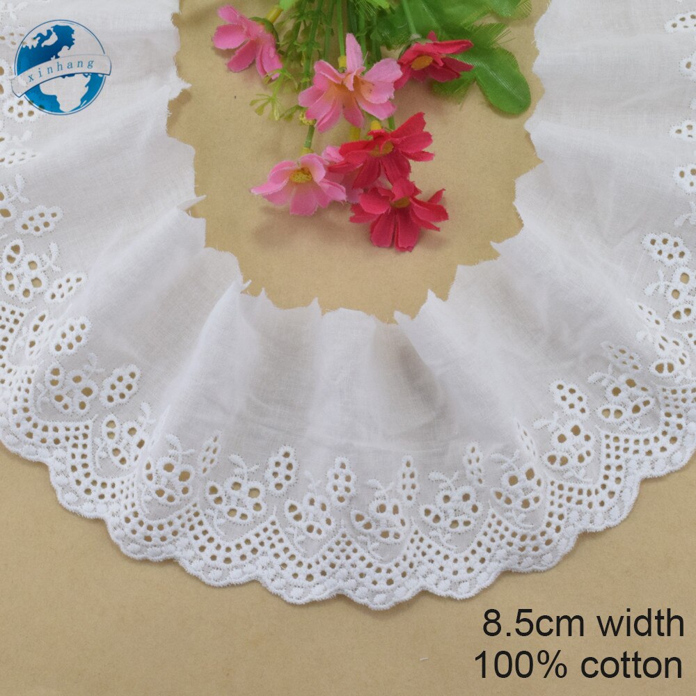 8.5Cm Breed 100% Katoen Borduren Kant Naaien Lint Guipure Trim Bruiloft Decoratie Diy Poppen Colthes Accessoires Kant #4192