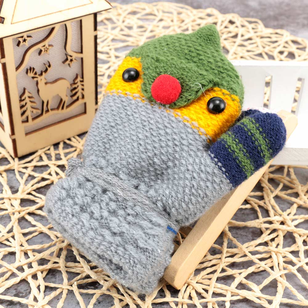 1 coppia Carina Cartone Animato Uccello Morbido Guanti Caldi di Inverno Del Bambino Guanti Per Bambini Lavorato A Maglia Elastico di Spessore Guanti per Bambini Guanti Per Bambini