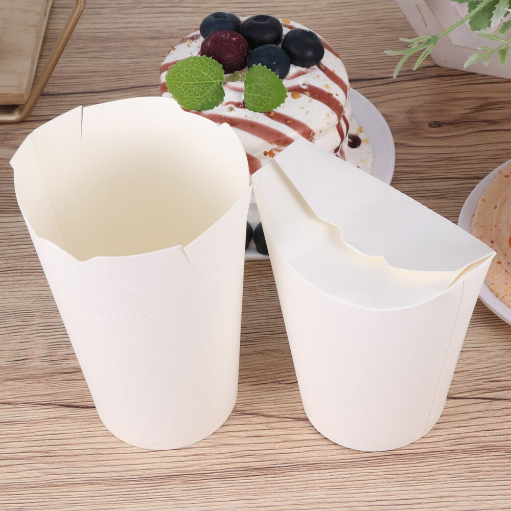 Tazas desechables de Papel Kraft para sellar helados, contenedor de huevos, Puffs, taza para patatas fritas, palomitas de maíz, pollo, color marrón, 50 Uds.