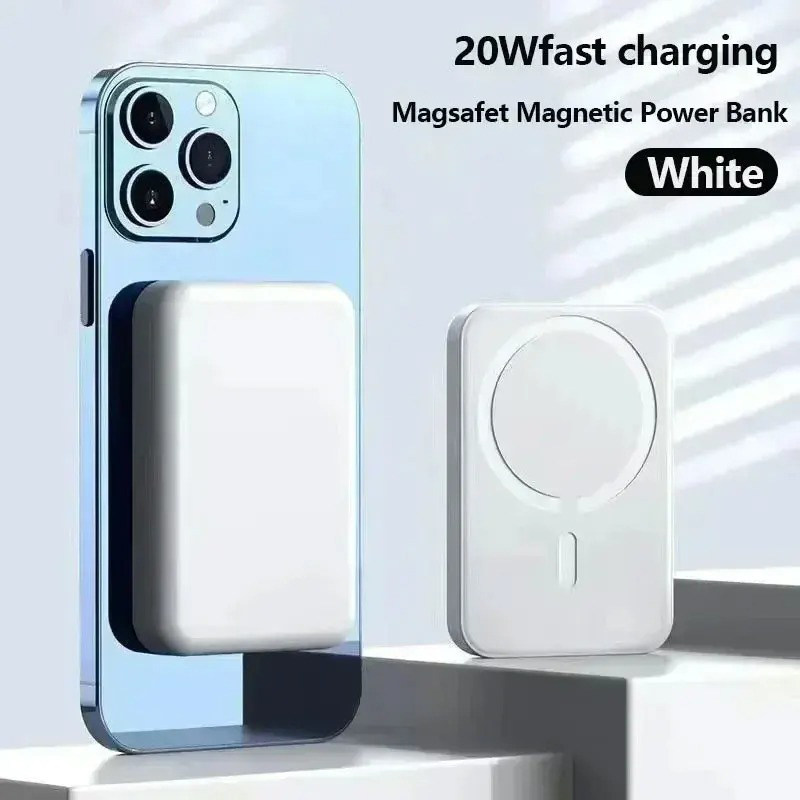 Magnetisk powerbank til iphone original ekstern batteri bærbar trådløs oplader til apple magsafe powerbank reservebatteri: Guld / 20000 mah