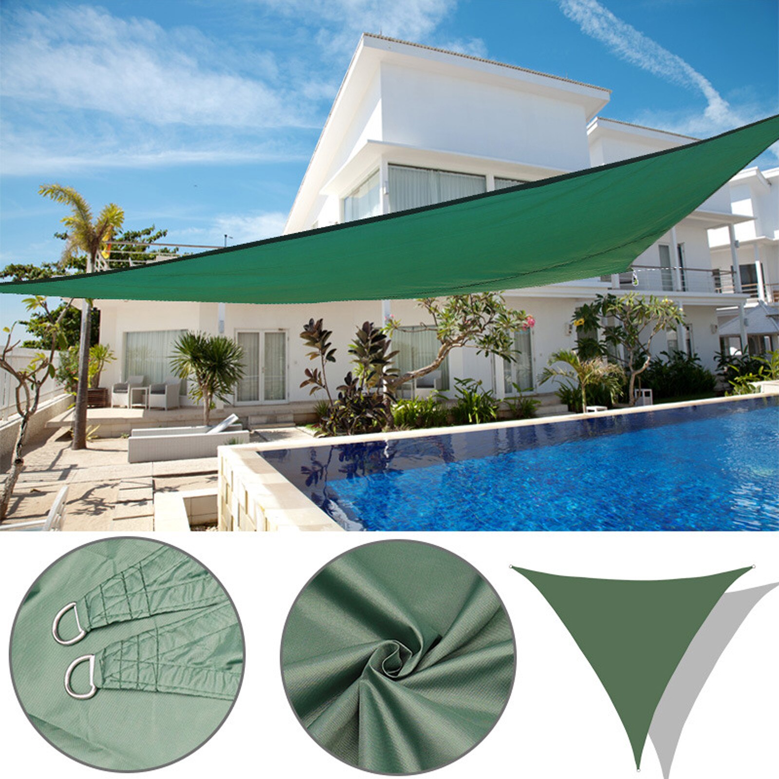 Outdoor Shade Sail 3 Ropes Sunshades Awnings Anti-UV Courtyard Summer Sunscreen Black UV Protection Waterproof Open Air Triangle