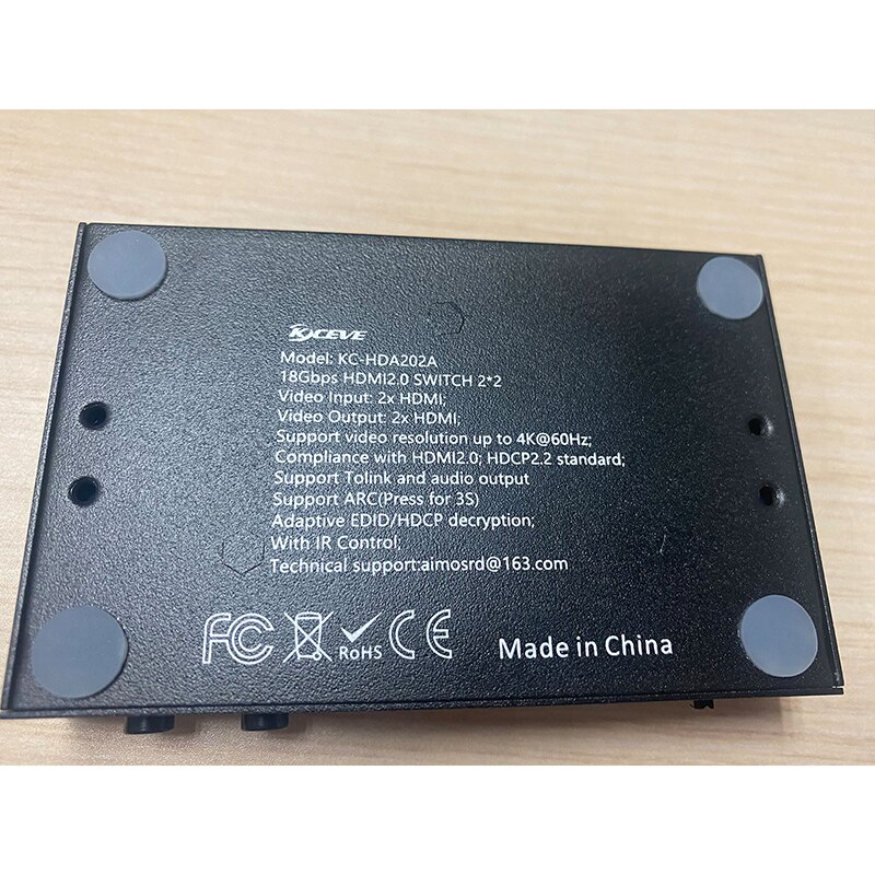 Wishcolor KC-HDA202A HDMI Audio Splitter 2 In 2 Out 18Gbps HDMI2.0 Switch 2*2 With Audio Out/ARC