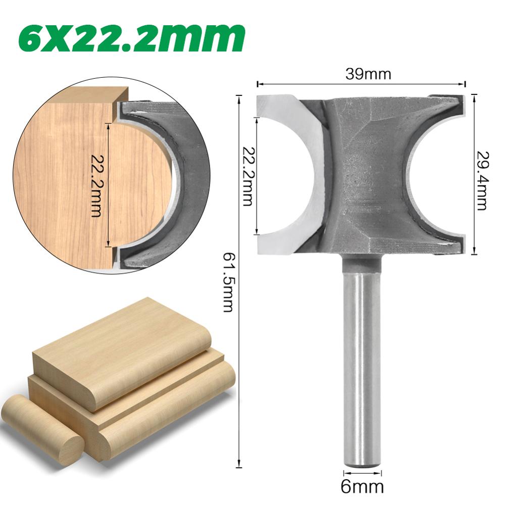 JGZUI 1PCS Half Round Side Cutter BitHalf Round Side Cutter Bit Router Bit Router Bit 6mm shank 12mm shank Woodworking bits: 6X22.2mm