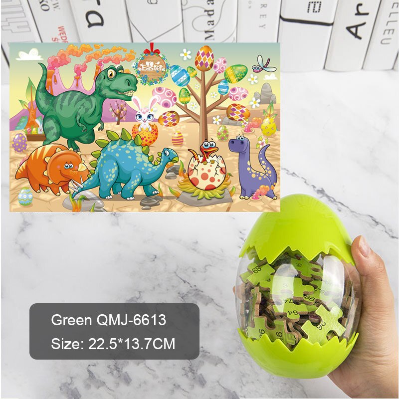 60pcs Wooden Christmas Dinosaur Puzzle Toy Dinosaur Egg Packaging 3D Mini Puzzle Board Decoration Toy: 6613