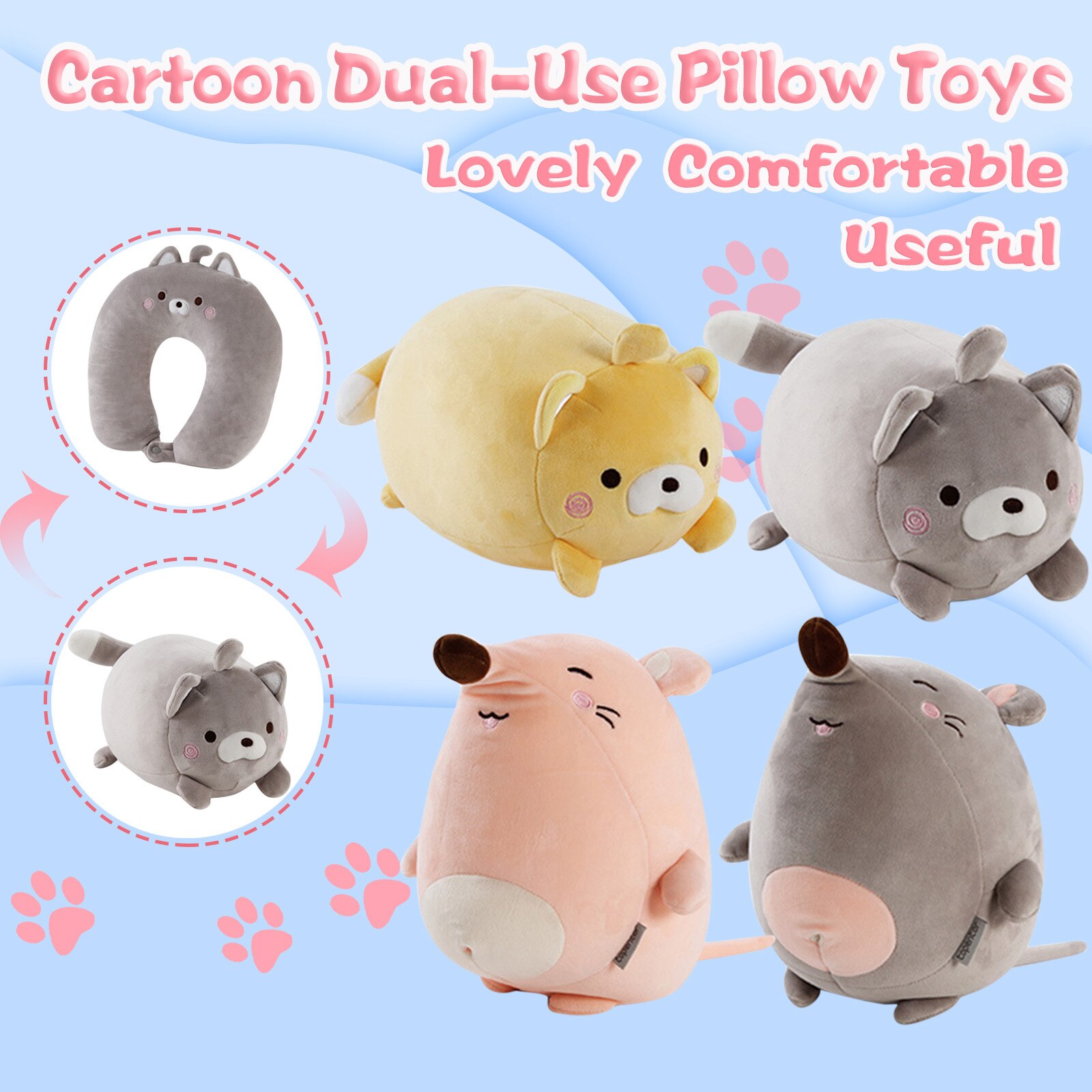 Plush Toy Cartoon Pillow Soft Dolls Adults Soft Comfortable Pillow Cartoon Indoor Animal Doll Pillow Hoilday Suffed Toys