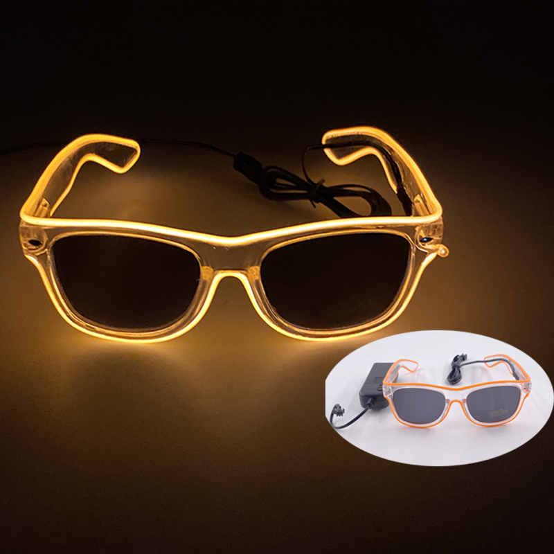 Neue 10 Farben leuchtende Dekor Kostüm Zubehör Neonlicht Sonnenbrille mit LED-Leucht brille leuchtet in dunkler Leistung: Blau