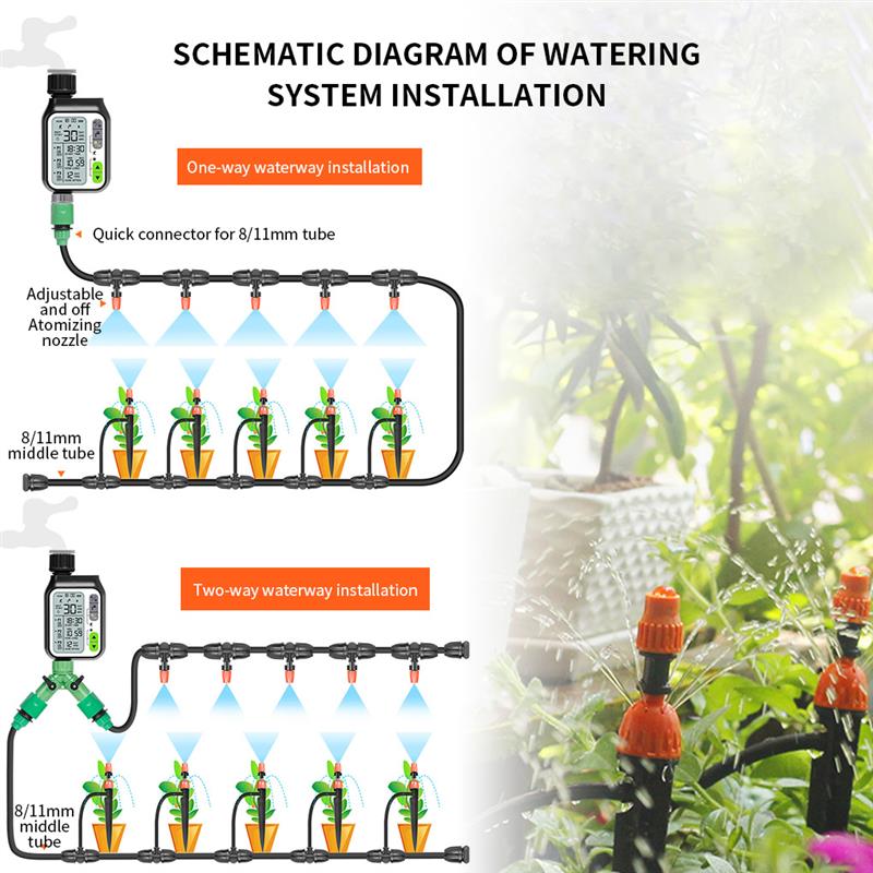 Minuterie d&#39;irrigation pour robinet de jardin, contrôleur numérique réglable, minuterie d&#39;arrosage intelligente, adaptateur couleur aléatoire