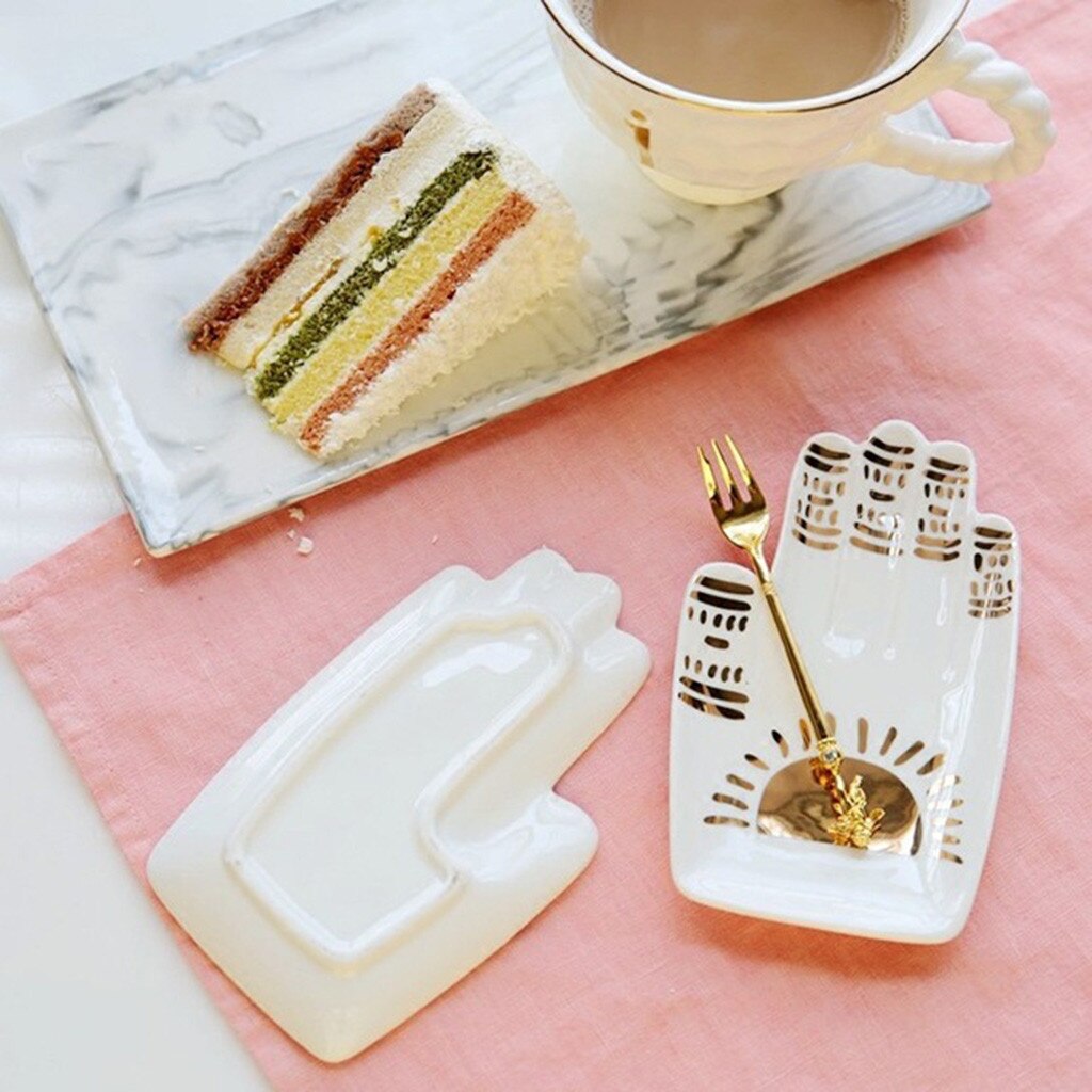 Dessert Plate Ceramic Jewelry Plate Decor Craft Home Tableware Dinner Plate Dish Dinnerware Cake Plates Tray Fruit Dishes