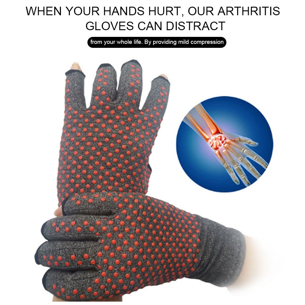 Gants anti-douleur pour hommes et femmes, 1 paire, anti-arthrite, gonflage, Compression, Portable, antidérapant, saisie sur ordinateur, Tension musculaire, demi-doigt