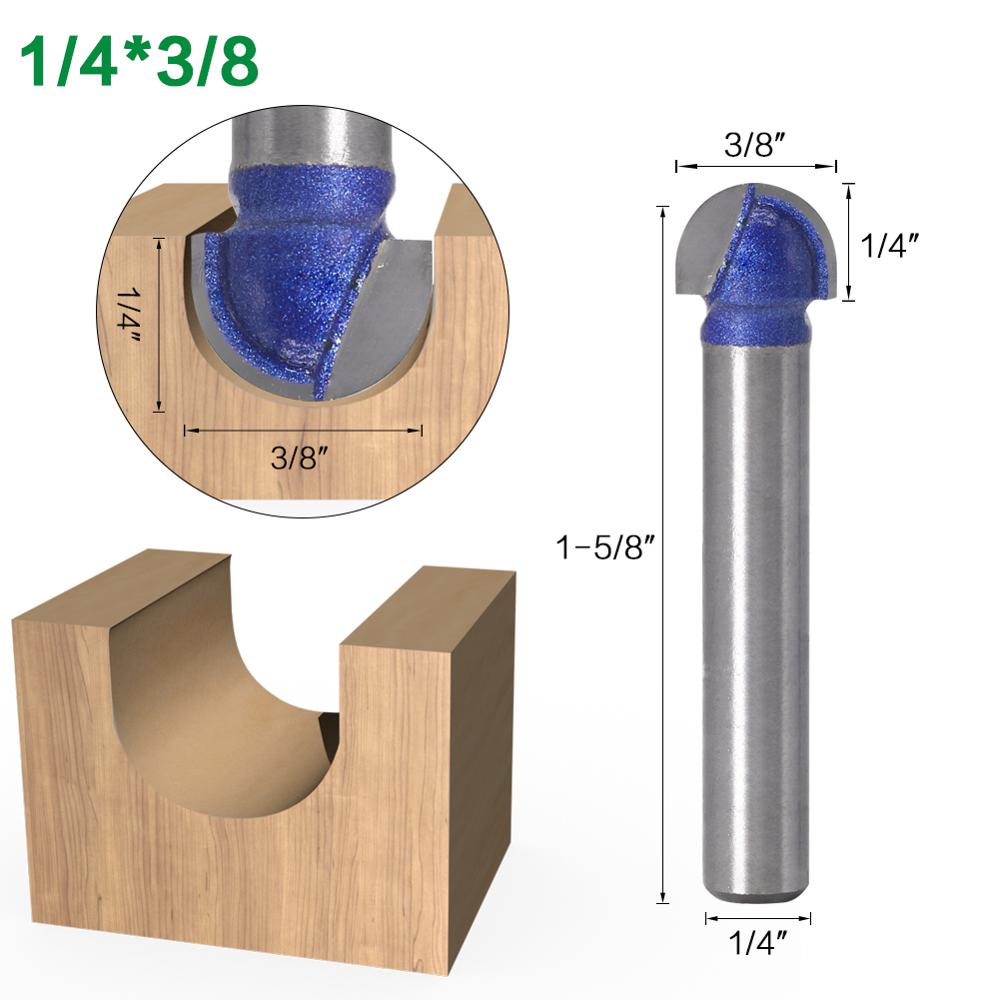 1pcs 1/4″Shank level Ball Nose Router Bits Set End Mill Round Cove Box Solid Carbide CNC Radius Core Milling Bit: 6.35mmX9.52mm