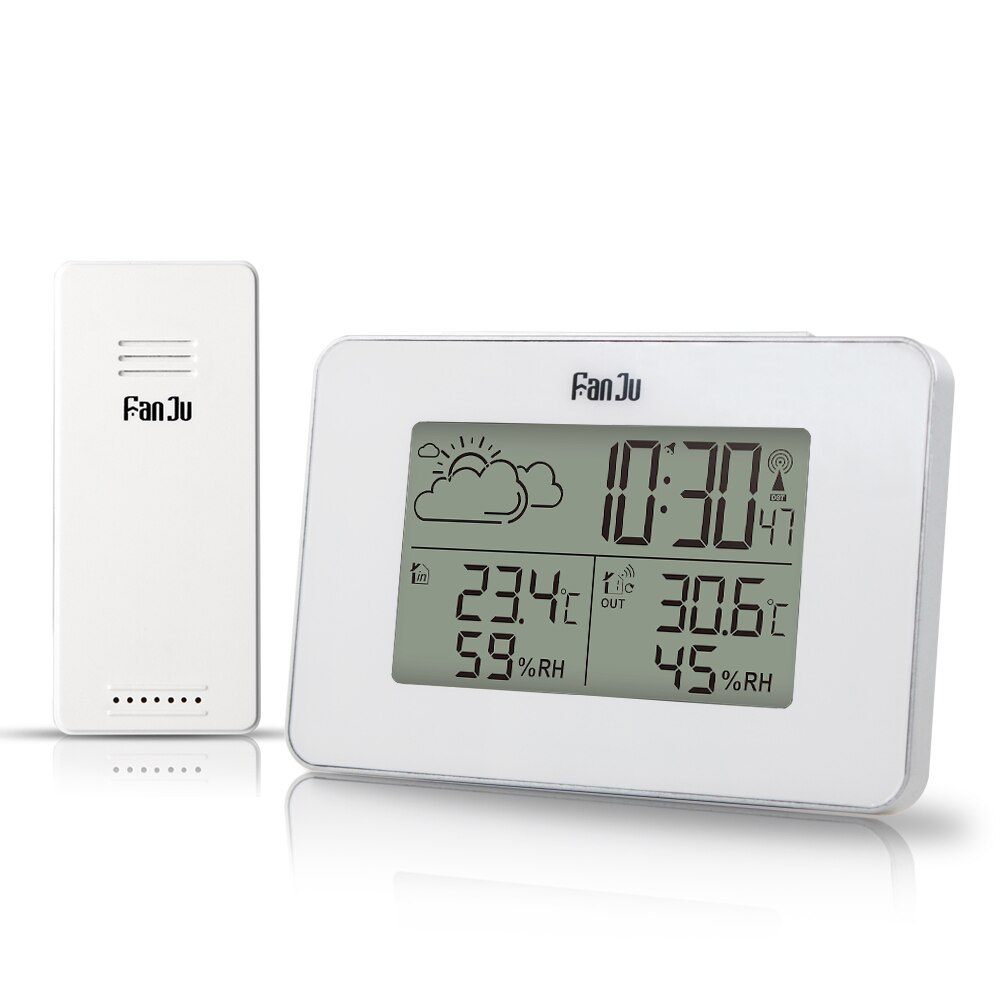 Väckarklocka digital klocka trådlös sensor temperatur fuktighetsprognos snooze bordsklockor väderstation: A1-12.7 x 8.5 x 4cm