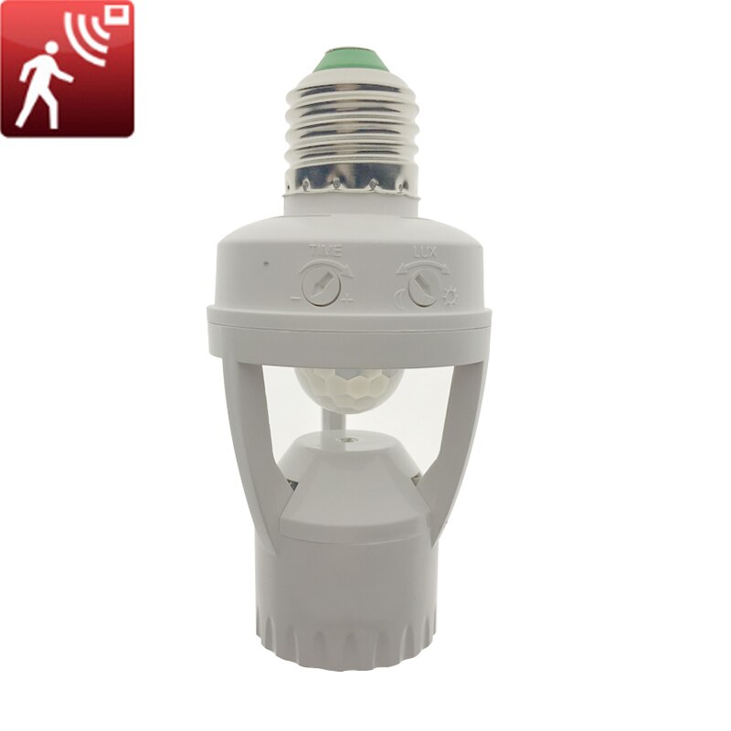 Smart 110 V 220 V PIR Inductie Infrarood Motion Sensor LED lamp E27 E26 Base Houder met licht Schakelaar socket Adapter: Default Title