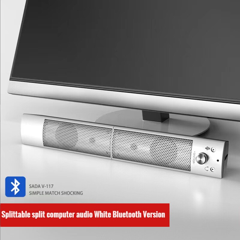 Przewodowe i bezprzewodowe głośniki komputerowe Bluetooth 5.0 głośnik Sound Bar na laptopa PC TV Aux radio HiFi Subwoofer z mikrofonem głośnik: White Bluetooth