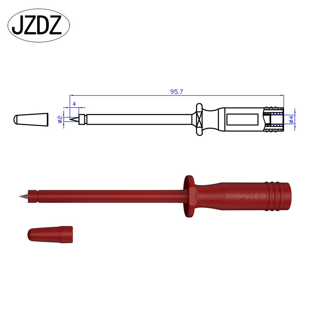 JZDZ 2pcs Test Pen Pin Test Probe Tips Electrical Connector 4mm female banana plug Multi-meter Needle Tools DIY J.30016