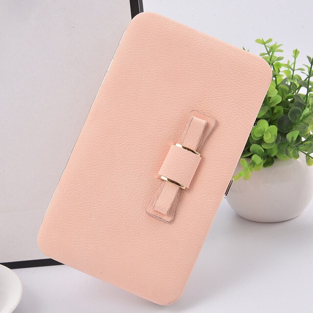 Catei Karrui Korean version of the women's wallet long mobile phone bag bow lunch box female bag tide: 001-3light pink