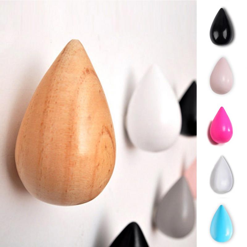 Wooden Wall Hanger Coat Hook Water Shape Coat Racks Decorative Hook Home Decoration