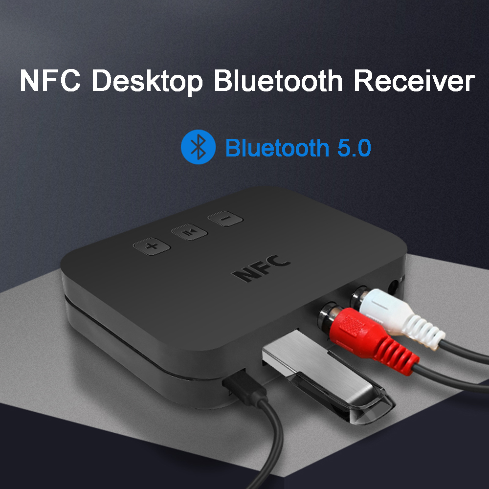 Bluetooth-Compatibel Rca Audio Ontvanger 3.5Mm Aux Jack Muziek Draadloze Adapter Dongle Hifi Stereo Met Mic Nfc Voor auto Tv Luidspreker