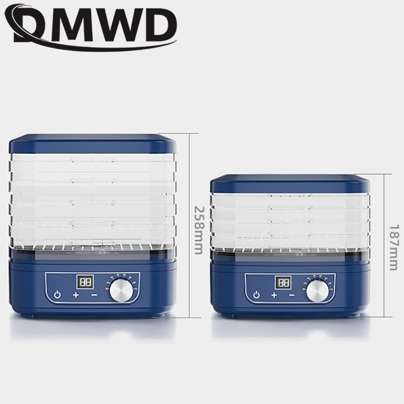 Secador de aire multifunción para frutas secas, máquina de secado de carne, verduras y hierbas, temporizador Digital, Control de temperatura, deshidratador de alimentos, 5 bandejas