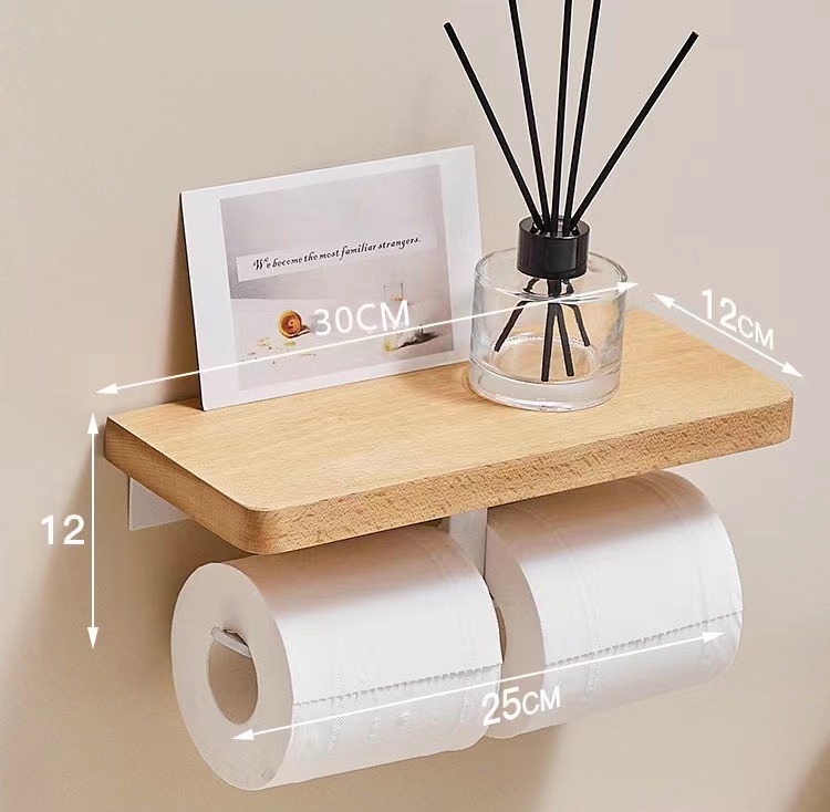Porta carta igienica in rotolo di faggio per tronchi da bagno portaoggetti 2 in 1 portarotolo sanitario in carta igienica con telaio in legno massello: Rosso